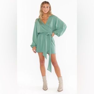 Show Me Your MuMu Sage Green Wrap Mini Dress